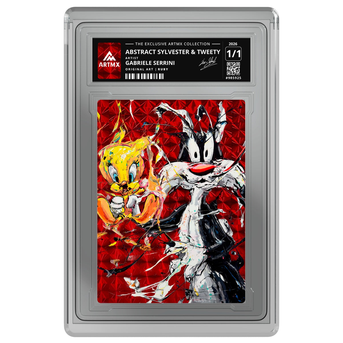ABSTRACT SYLVESTER & TWEETY by Gabriele Serrini (Ruby / Vaulted) — on white