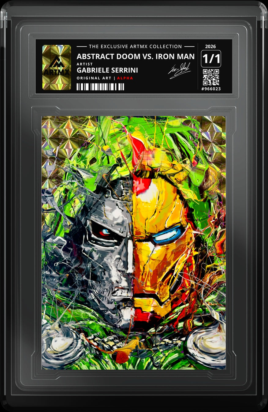 ABSTRACT DOOM vs. IRON MAN by Gabriele Serrini (Alpha / Vaulted) — close-up