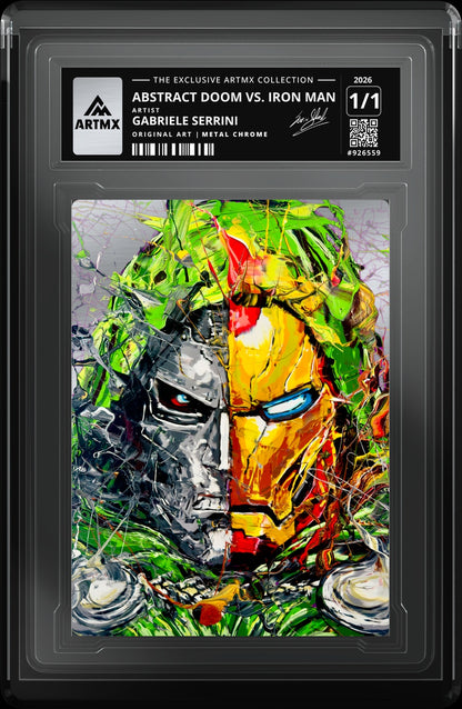 ABSTRACT DOOM vs. IRON MAN by Gabriele Serrini (Metal Chrome / Vaulted) — close-up
