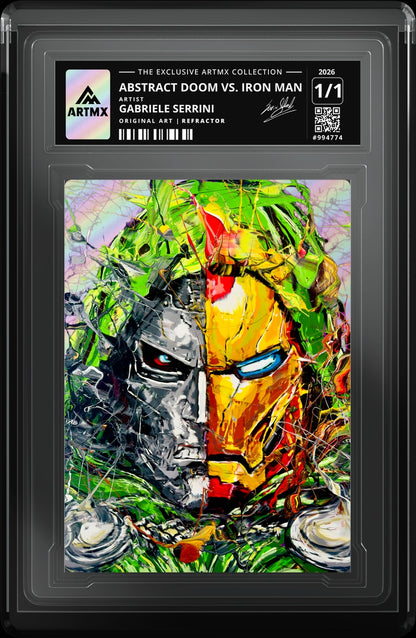 ABSTRACT DOOM vs. IRON MAN by Gabriele Serrini (Refractor / Vaulted) — close-up