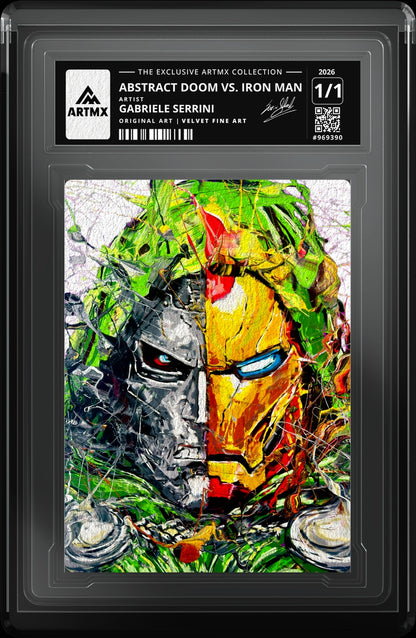 ABSTRACT DOOM vs. IRON MAN by Gabriele Serrini (Velvet Fine Art / Vaulted) — close-up
