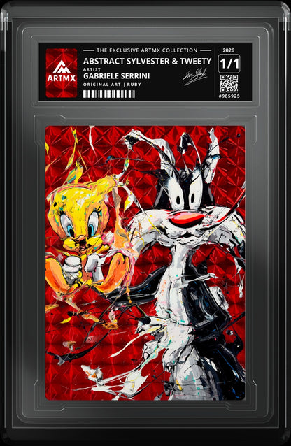 ABSTRACT SYLVESTER & TWEETY by Gabriele Serrini (Ruby / Vaulted) — close-up