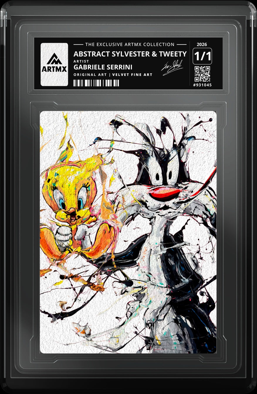 ABSTRACT SYLVESTER & TWEETY by Gabriele Serrini (Velvet Fine Art / Vaulted) — close-up