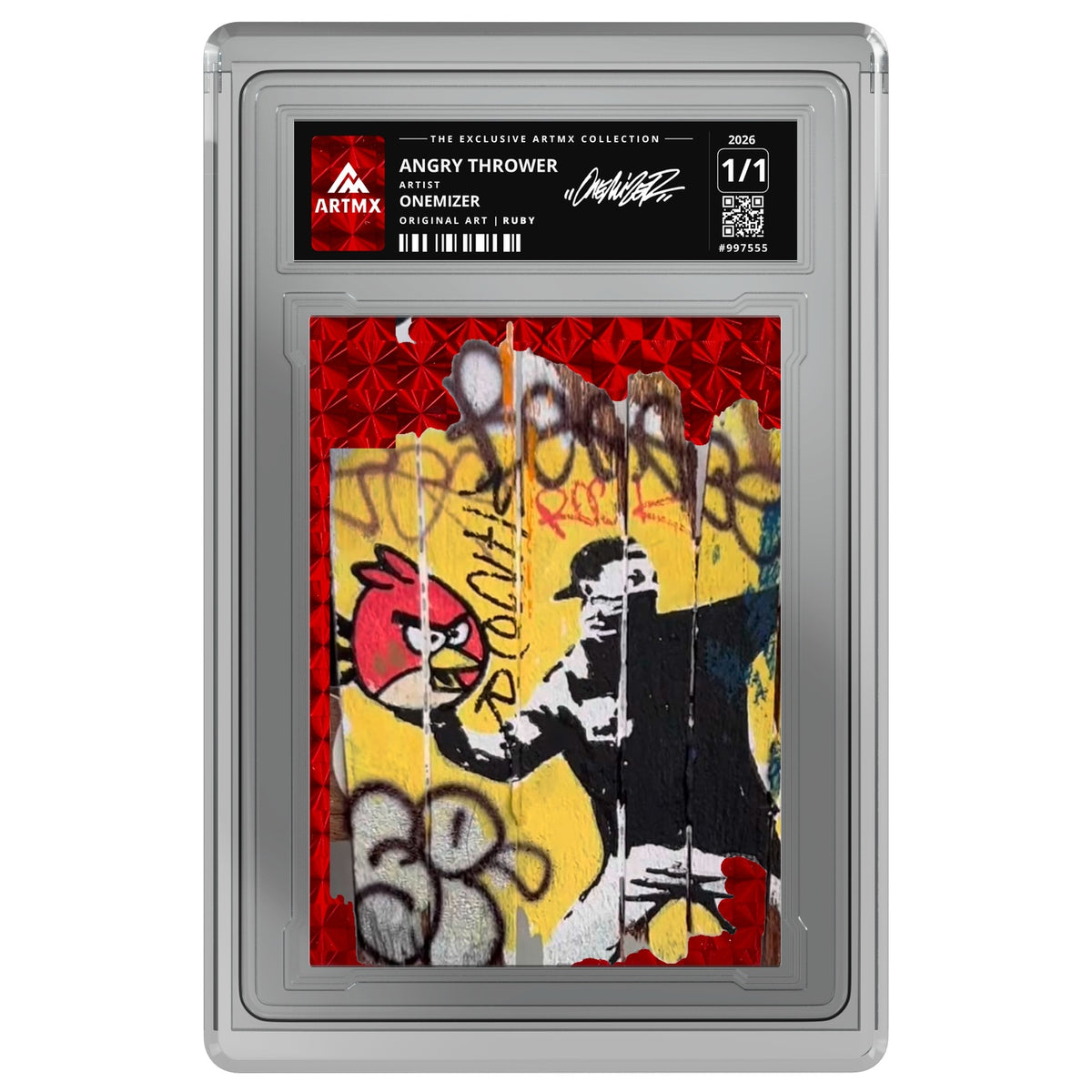 ANGRY THROWER by Onemizer — Ruby — on white
