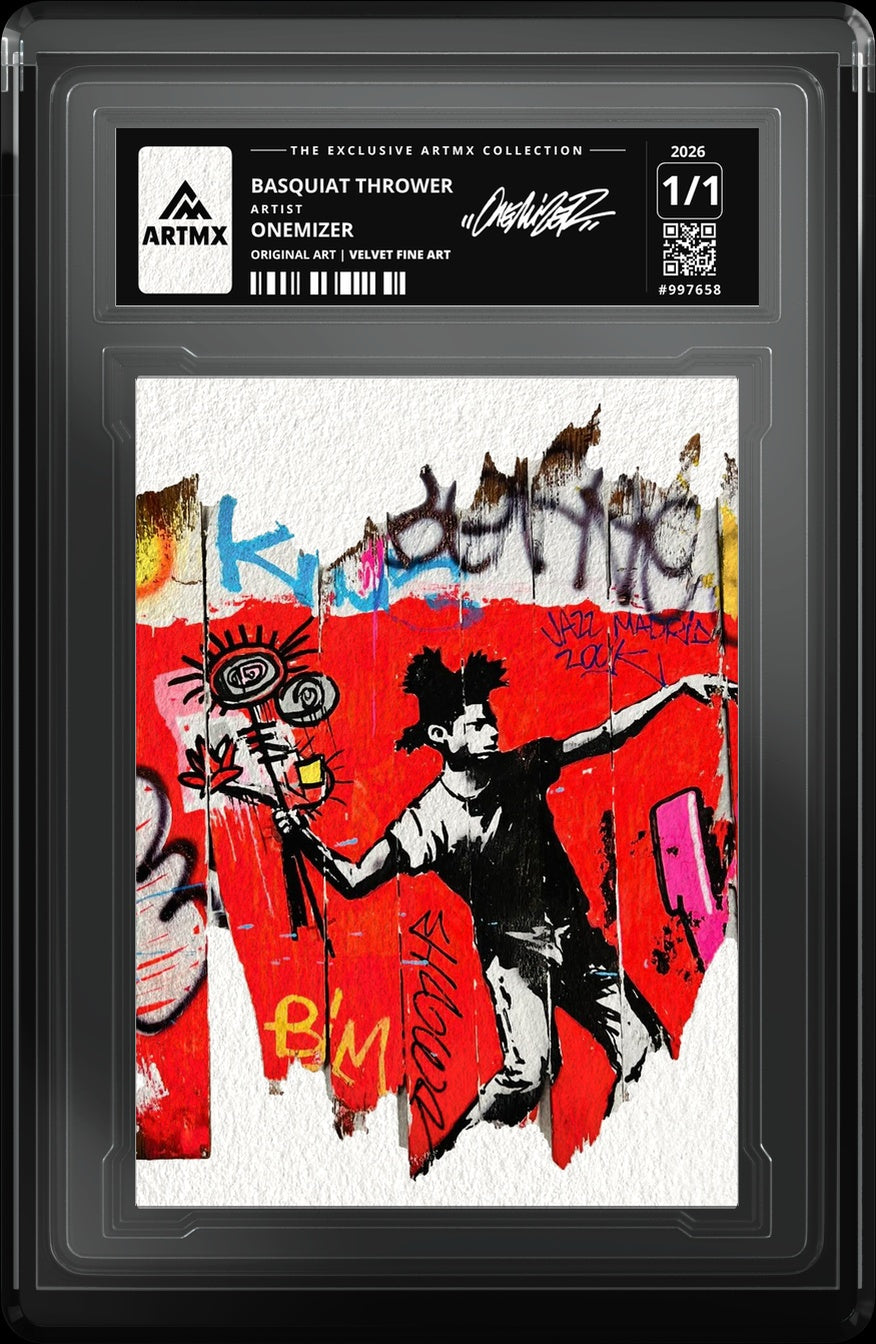 BASQUIAT THROWER by Onemizer — Velvet Fine Art — close-up