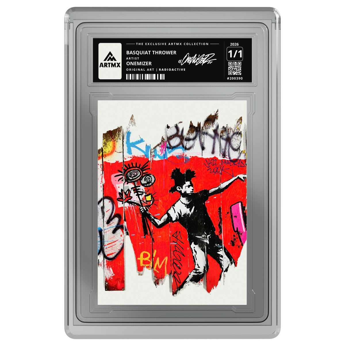 BASQUIAT THROWER by Onemizer — Radioactive — on white