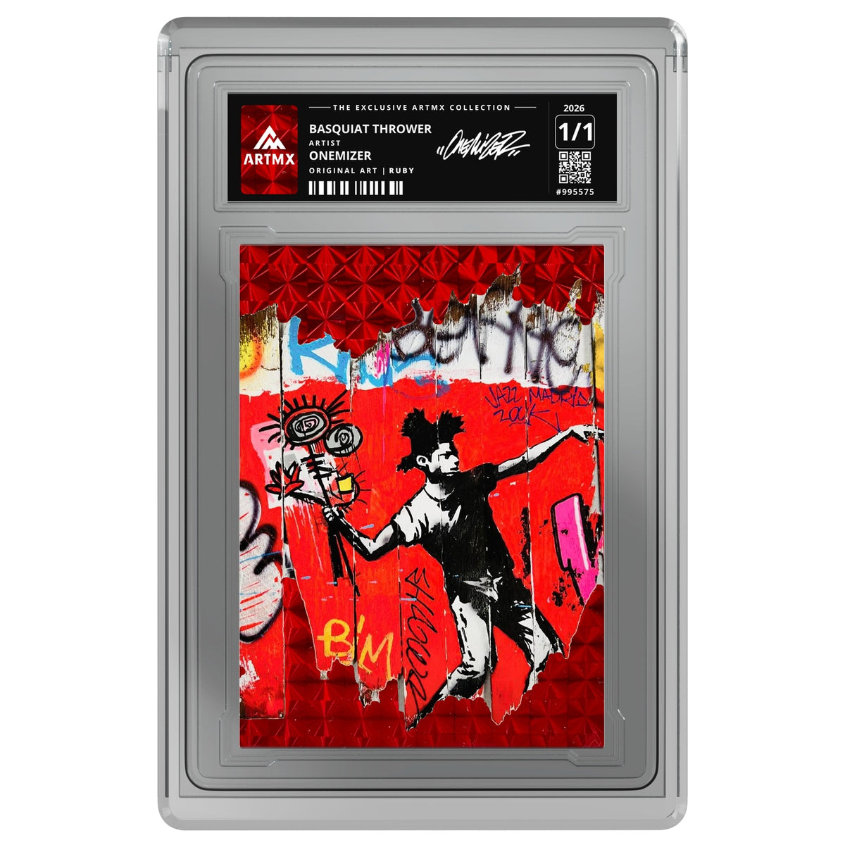 BASQUIAT THROWER by Onemizer — Ruby — on white