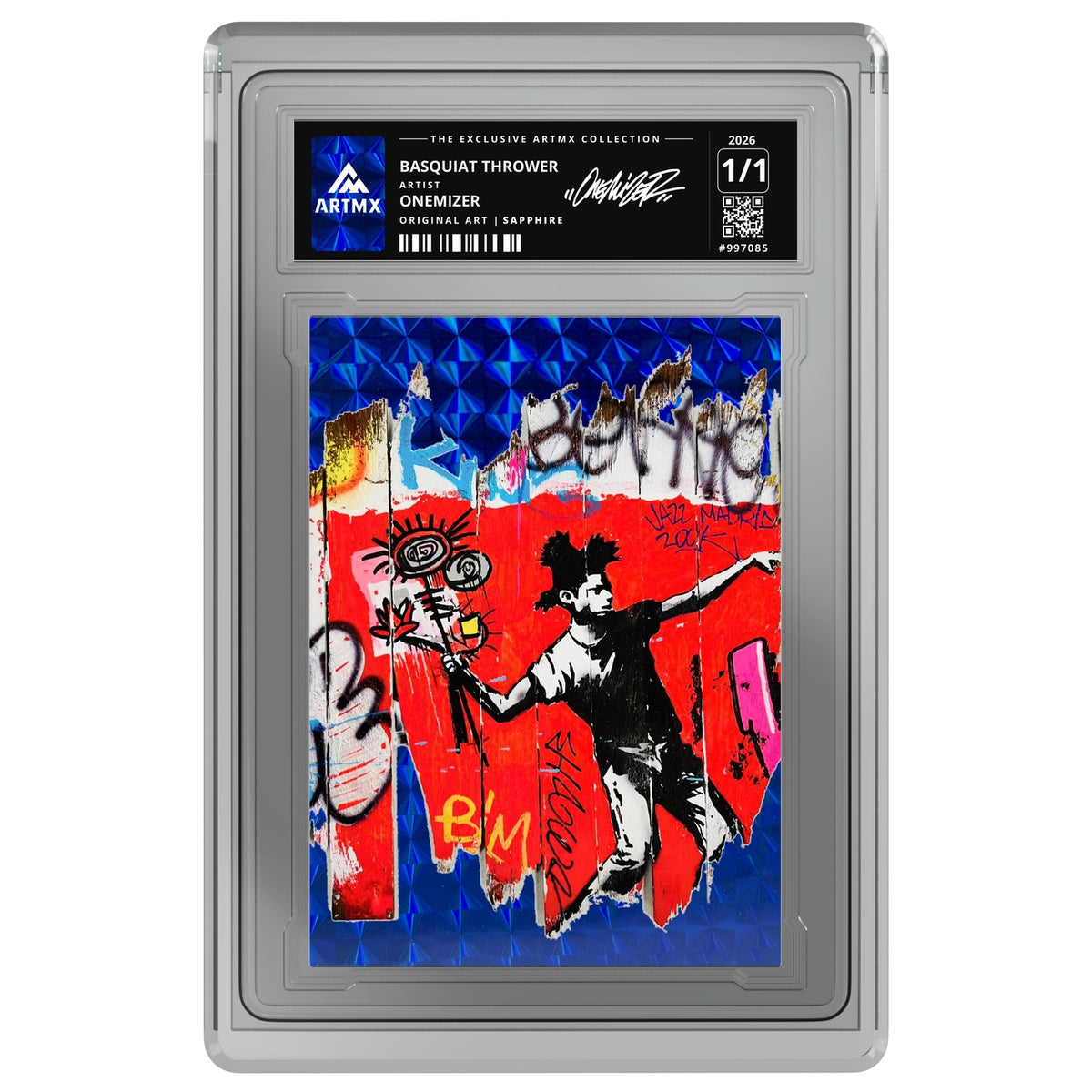 BASQUIAT THROWER by Onemizer — Sapphire — on white