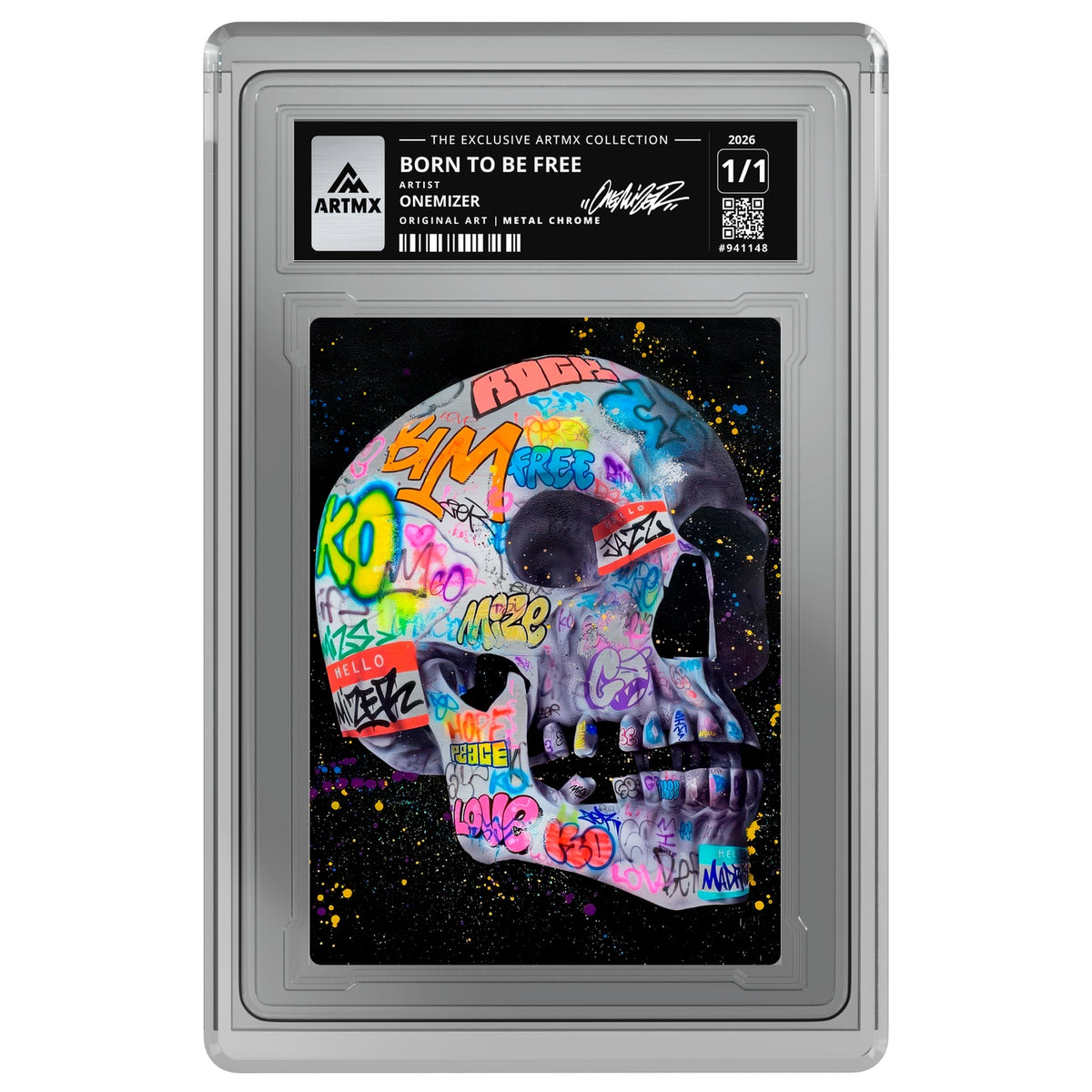 BORN TO BE FREE by Onemizer (Metal Chrome / Vaulted) — on white