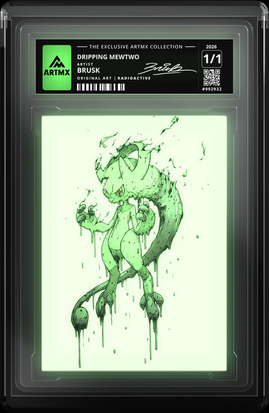 DRIPPING MEWTWO by Brusk — Radioactive — glowing in the dark, close-up