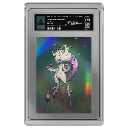 DRIPPING MEWTWO by Brusk — Refractor — on white
