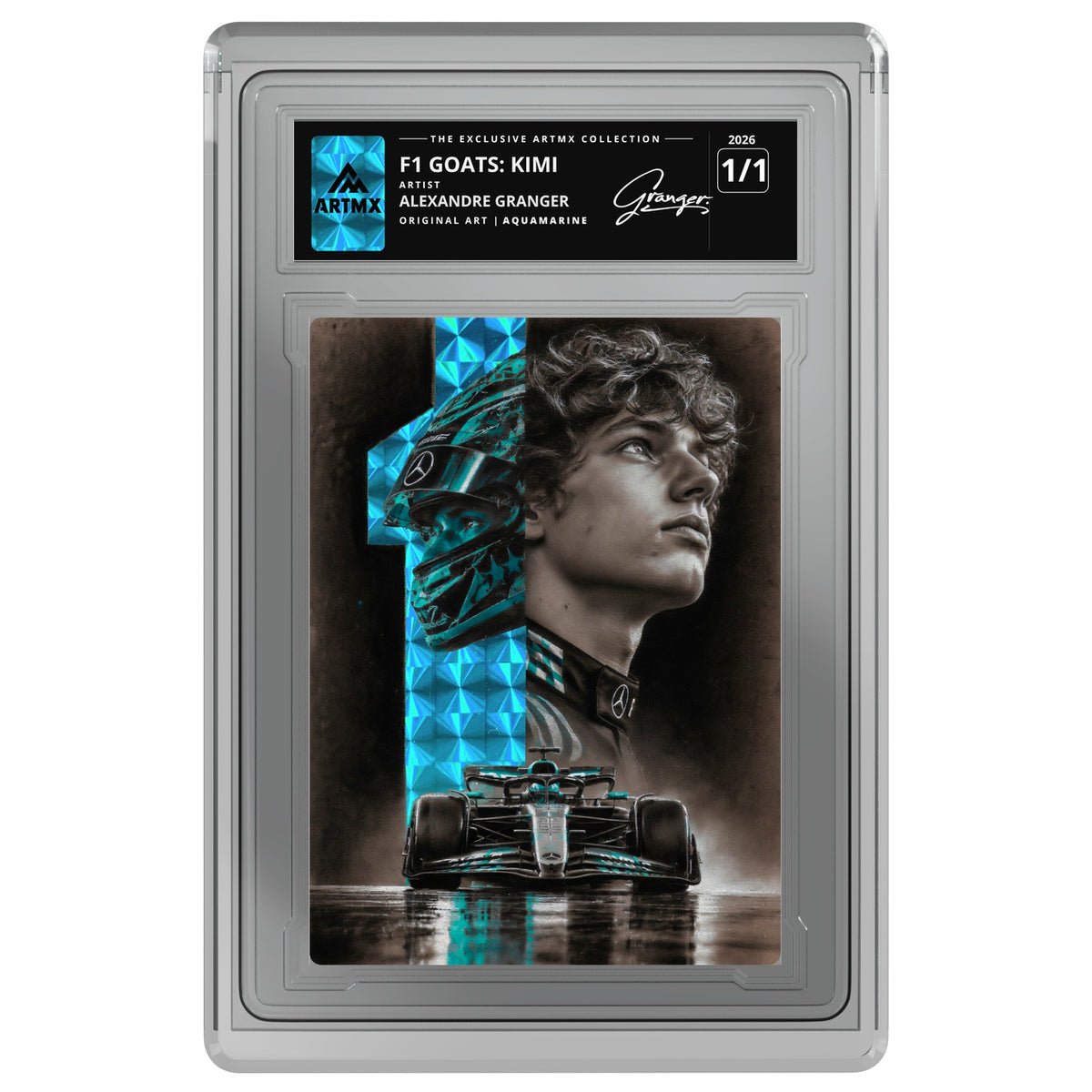 F1 GOATS: KIMI by Alexandre Granger (Aquamarine / Vaulted) — on white