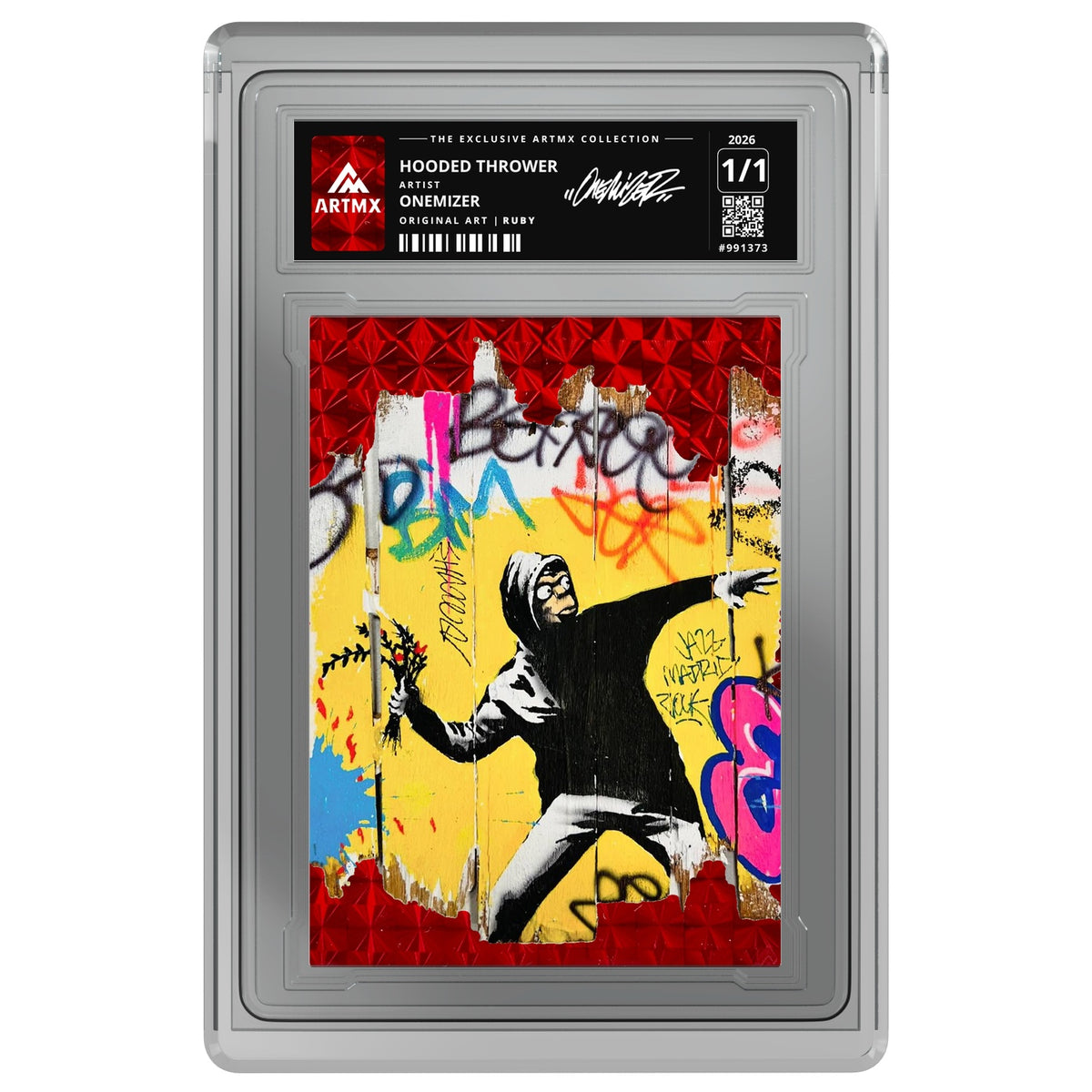 HOODED THROWER by Onemizer — Ruby — on white