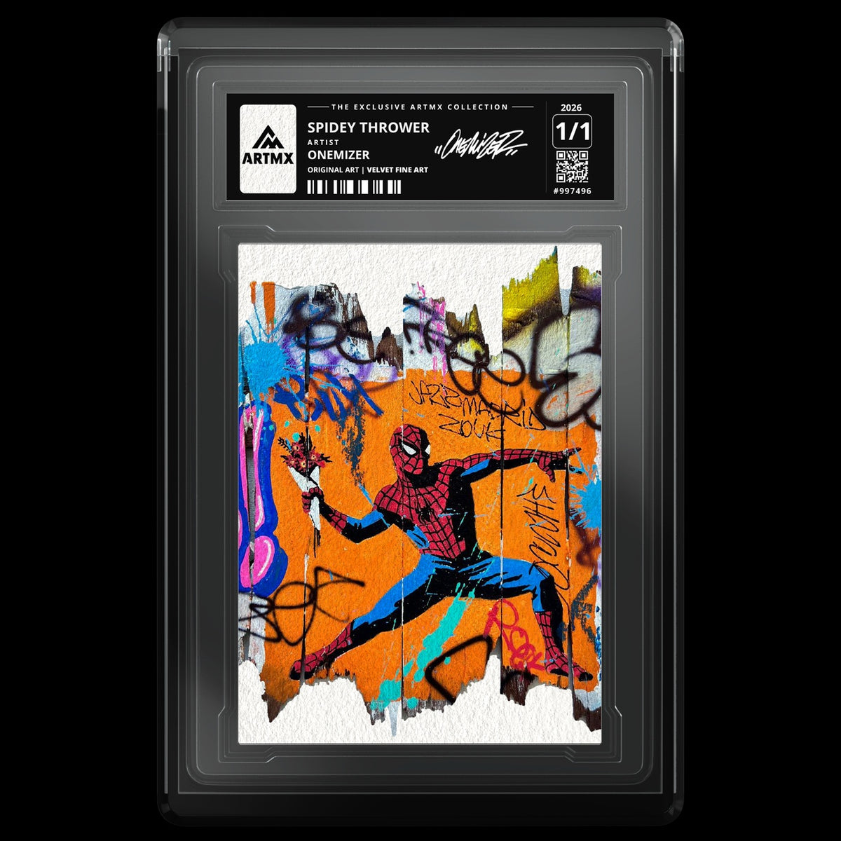 SPIDEY THROWER by Onemizer — Velvet Fine Art — front