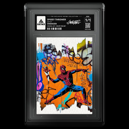 SPIDEY THROWER by Onemizer — Velvet Fine Art — front