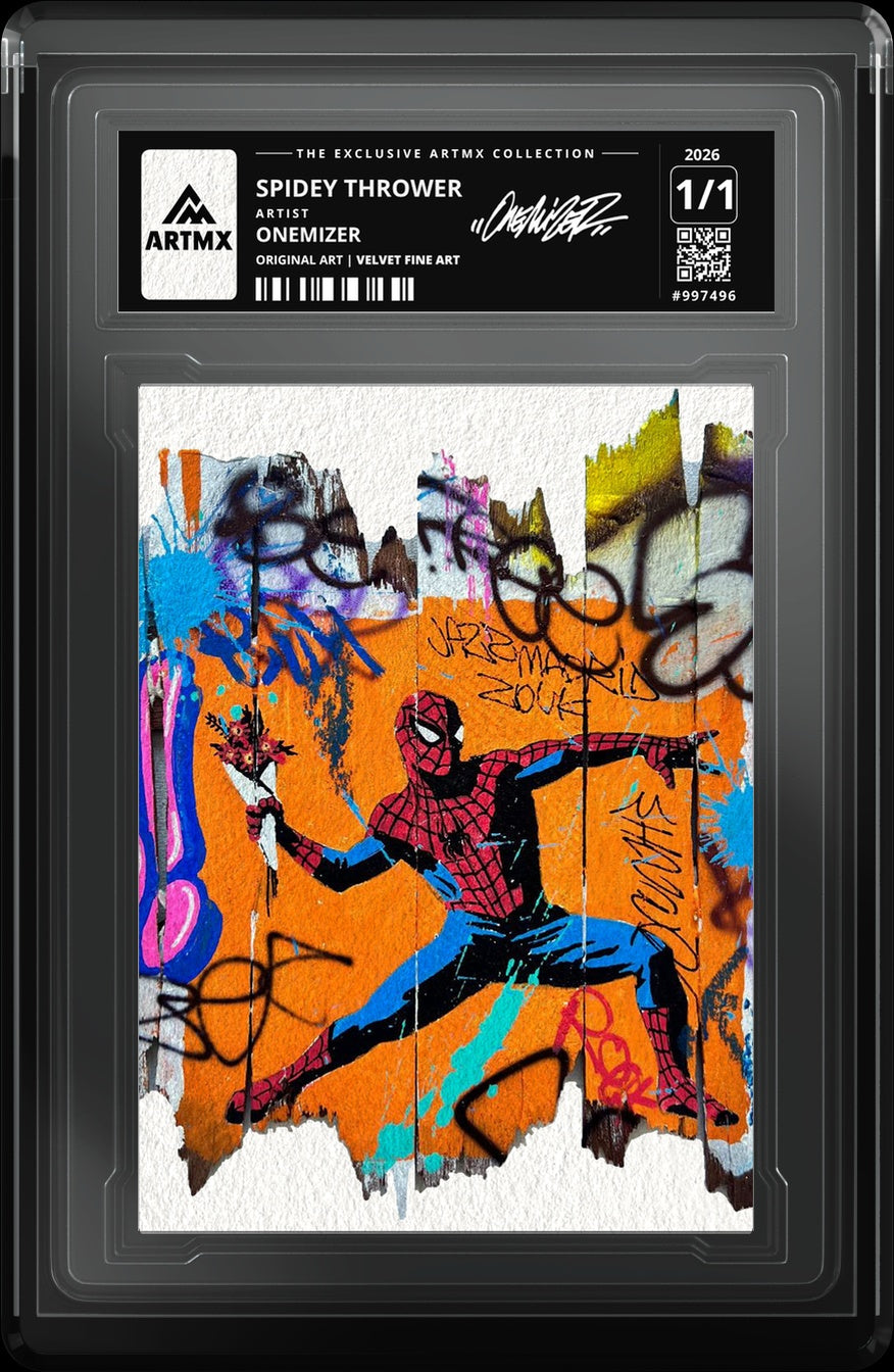 SPIDEY THROWER by Onemizer — Velvet Fine Art — close-up