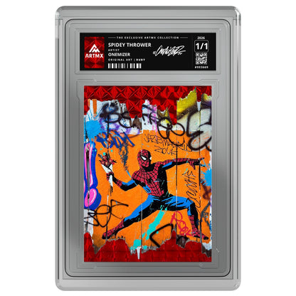 SPIDEY THROWER by Onemizer — Ruby — on white