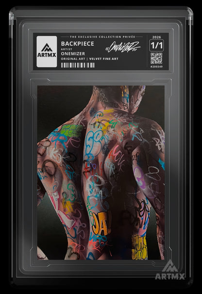 BACKPIECE by Onemizer — Single Edition — Velvet Fine Art, in its case