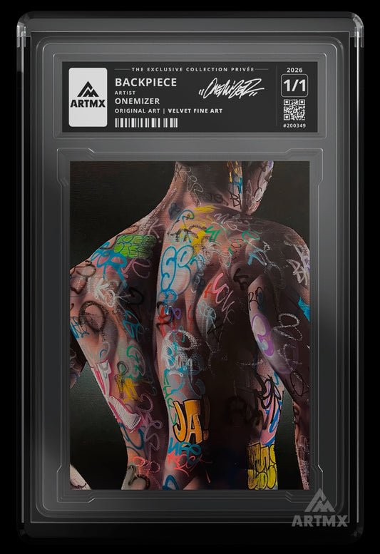 BACKPIECE by Onemizer — Single Edition — Velvet Fine Art, in its case